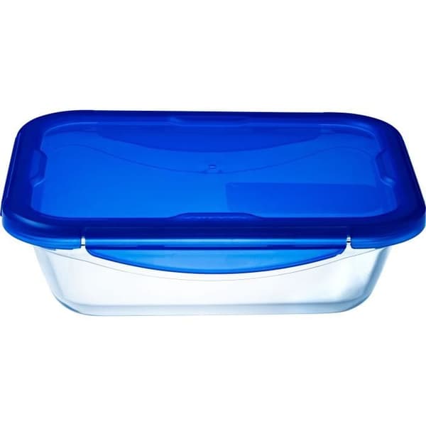 PYREX COOK&amp;GO Rektangulärt förvaringsfat 1,7l 24x18cm + Blått lock