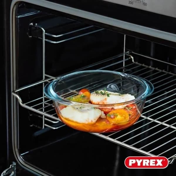 Rund burk med lock - PYREX - 1451018 - 20 x 18 cm - 1,1 L - Cook &amp; Heat - Bas av borosilikatglas