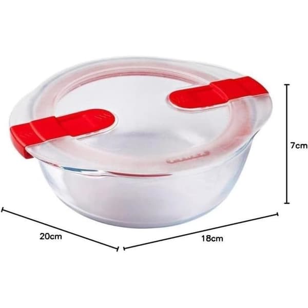 Rund burk med lock - PYREX - 1451018 - 20 x 18 cm - 1,1 L - Cook &amp; Heat - Bas av borosilikatglas