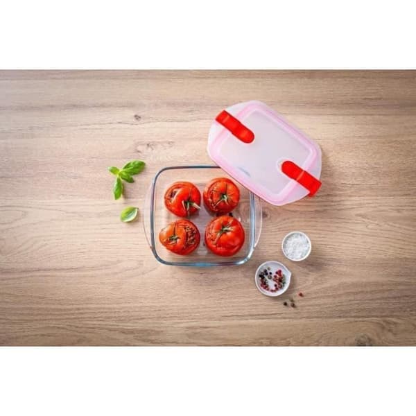 Rektangulär låda med lock - PYREX - 1451021 - 20 x 17 cm - 1 L - Cook &amp; Heat - Bas i borosilikatglas
