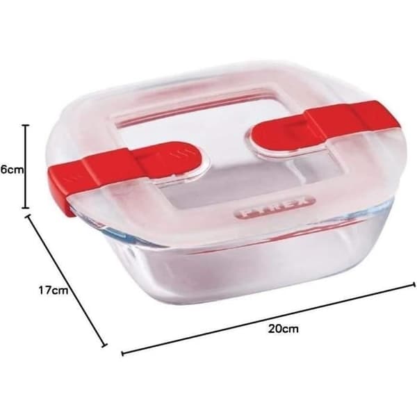 Rektangulär låda med lock - PYREX - 1451021 - 20 x 17 cm - 1 L - Cook & Heat - Bas i borosilikatglas
