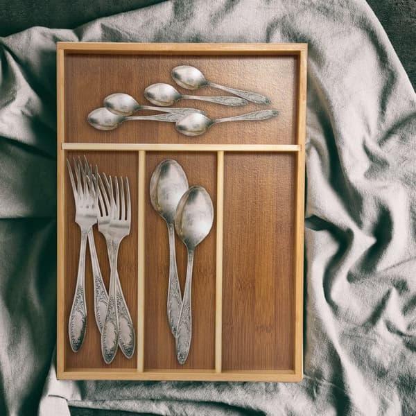 Relaxdays Bestick Organizer i Natural Bamboo Köksredskapsbricka - 10018886