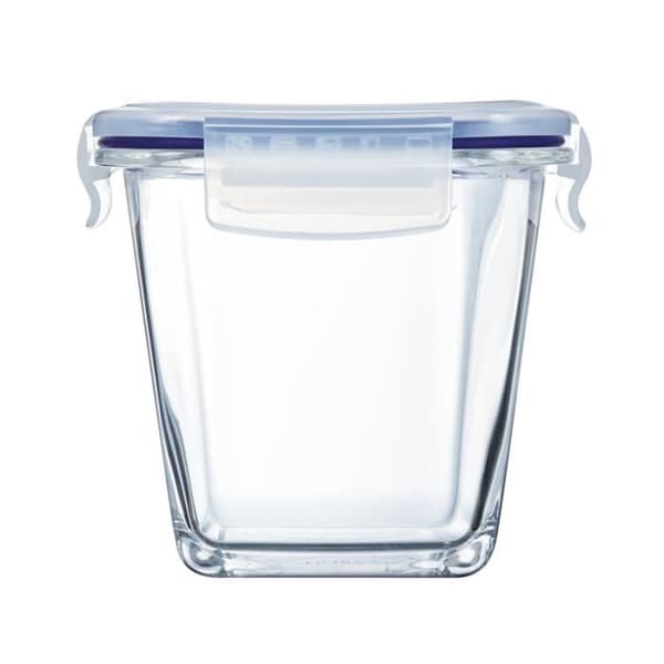 LUMINARC Fyrkantig låda Ren låda aktiv 75 cl transparent + transparent och blått lock