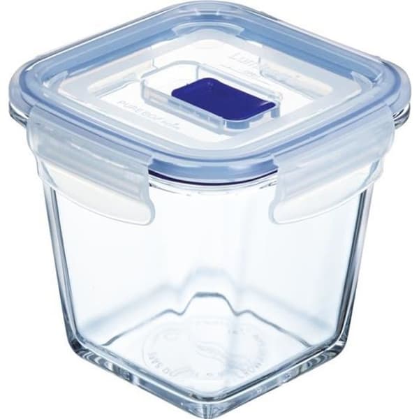 LUMINARC Fyrkantig låda Ren låda aktiv 75 cl transparent + transparent och blått lock