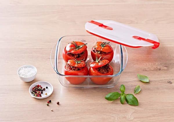 Pyrex (R) - Cook - Värme - Set med 5 glasfat med lufttäta lock, mikrovågssäker - BPA-fri