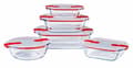 Miniatyrbild 1 av 4: Pyrex (R) - Cook - Värme - Set med 5 glasfat med lufttäta lock, mikrovågssäker - BPA-fri