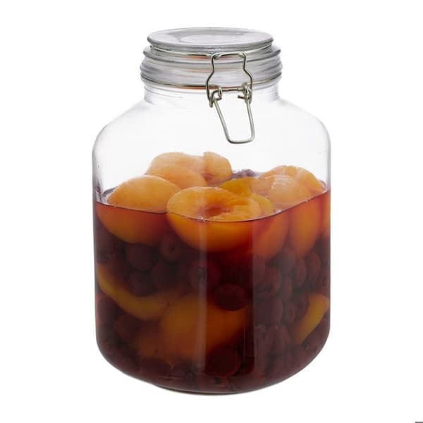 Relaxdays glasburk, 3 liter, konserverad, stor burk, lufttät, läckagetät med klämma, XXL, transparent