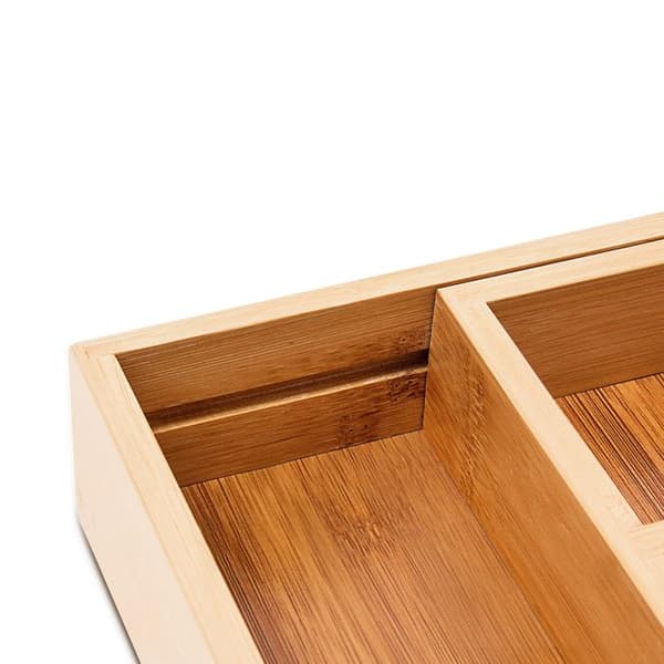Relaxdays Expanderbar Bestickbricka Organizer för Kökslåda Bamboo Nature - 10018883