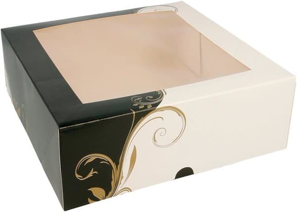 García de pou - 204,70 - Garcia de pou bagerikartonger med fönster 275 g/m2, 23 x 23 x 7,5 cm, set om 50 st, Vit
