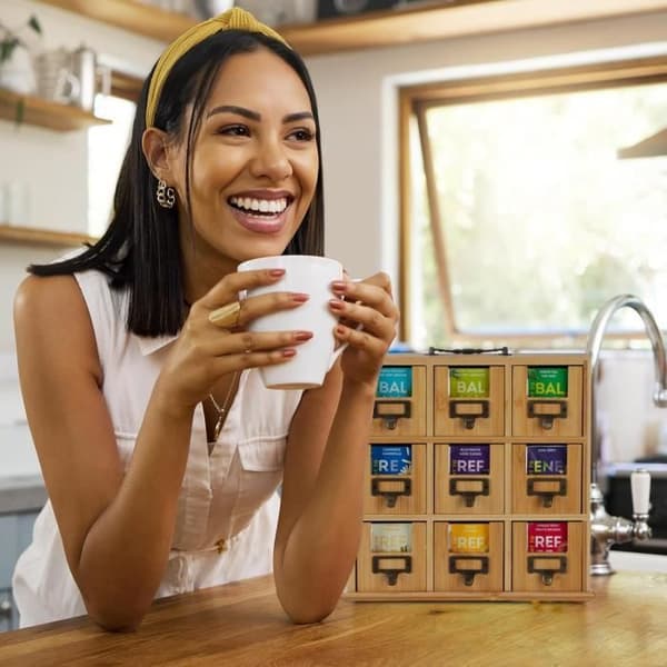 Teaskrin - RELAXDAYS - 9 Fack - Förvaring i Bambu - Att Ställa eller Hänga - Naturlig