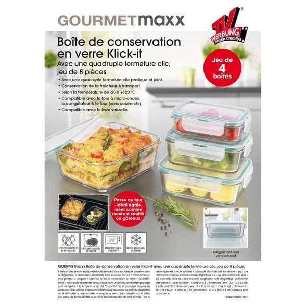 GOURMETmaxx 01821 Klick-it förvaringsbox i glas