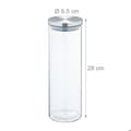 Miniatyrbild 4 av 6: Relaxdays Set med 4 glasburkar, 1,6 l, hermetisk, lock av rostfritt stål, matdesignerburk, transparent/silver