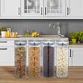 Miniatyrbild 2 av 6: Relaxdays Set med 4 glasburkar, 1,6 l, hermetisk, lock av rostfritt stål, matdesignerburk, transparent/silver
