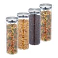 Miniatyrbild 1 av 6: Relaxdays Set med 4 glasburkar, 1,6 l, hermetisk, lock av rostfritt stål, matdesignerburk, transparent/silver