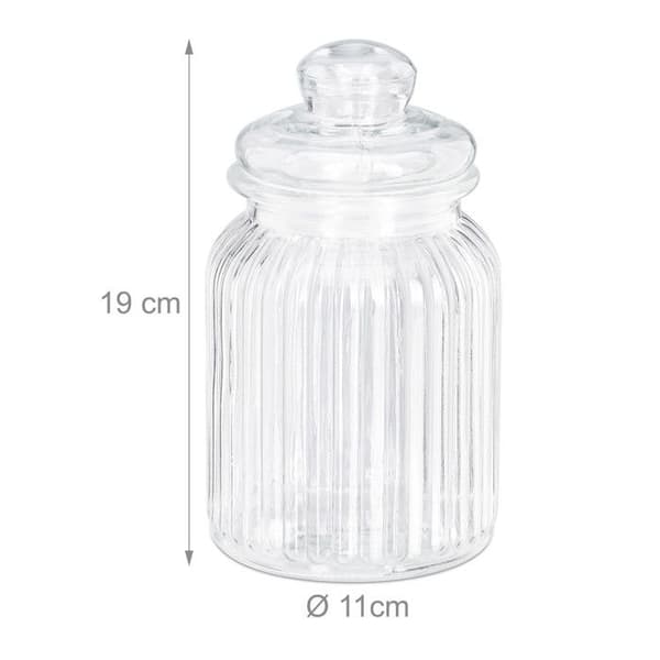 Relaxdays set med 6 glasburkar, 1000ml, lock, för livsmedel i köket, godisbar, hermetiskt, transparent