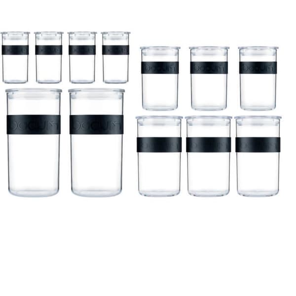 Säilytyspurkit - BODUM - PRESSO SET - 12 muovipurkkia ilmatiiviillä kannella