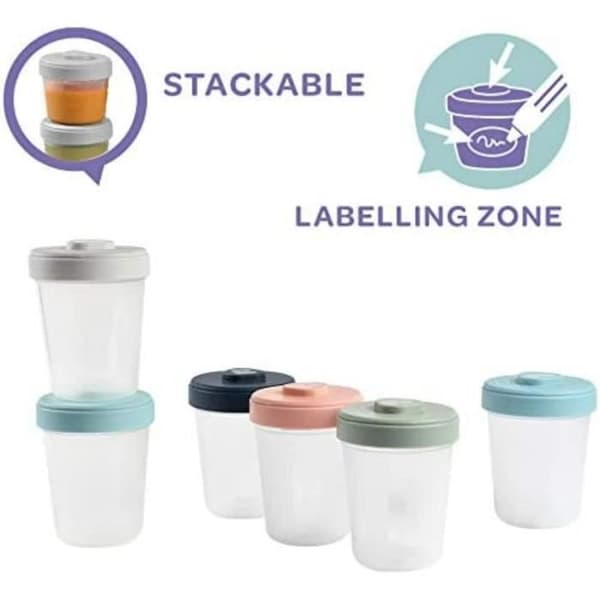 BÉABA - Pakke med 6 klipsportioner - 2. alder - 250 ml - 100% lufttæt - kan stables