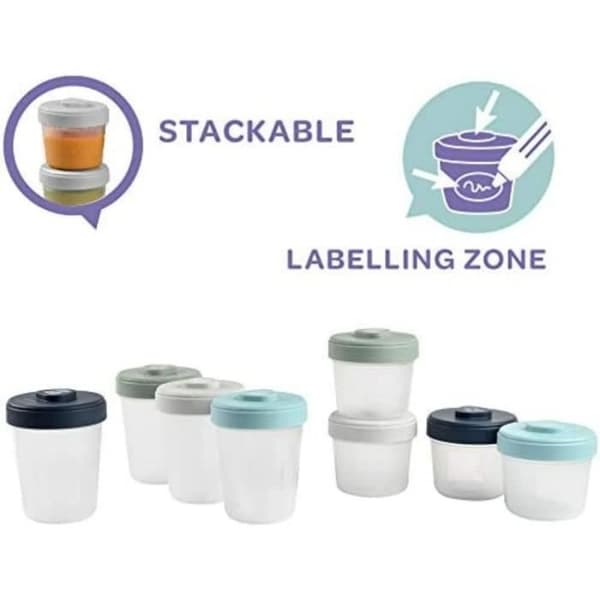 BEABA Sæt 2. alder 8 portioner klips - (4x150ml + 4x250ml)