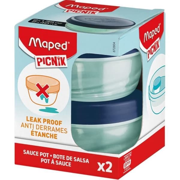 Maped Picnik Origins - Set med 2 såsgrytor - Perfekt läckagesäkra - Enkel rengöring - 40ml - Blå