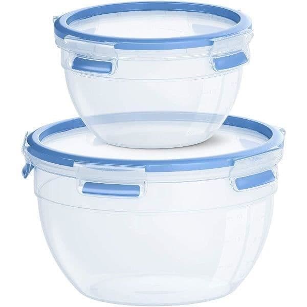 EMSA-paket med 2 Clip &amp; Close-behållare 1,1/2,6 L - Rund - Plast