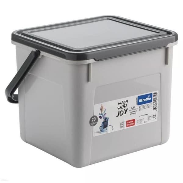 Pulverbehållare, tabletter 3 kg 4,5 L Rotho, färg grå