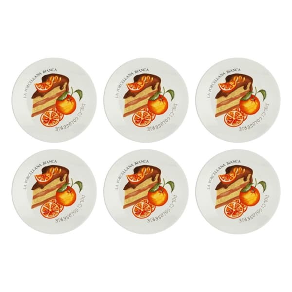 LA PORCELLANA BIANCA GOLOSERIE Sæt med 6 kagetallerkener 17,5 cm