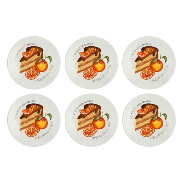 LA PORCELLANA BIANCA GOLOSERIE Sæt med 6 kagetallerkener 17,5 cm