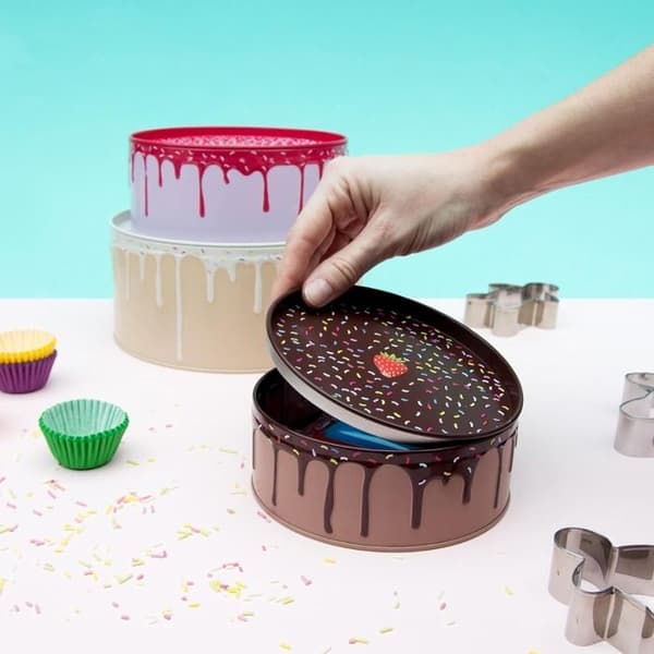 Suck UK Cookie Sheet Cake 7,75" ark Rosa/Brun/Vit 3 delar
