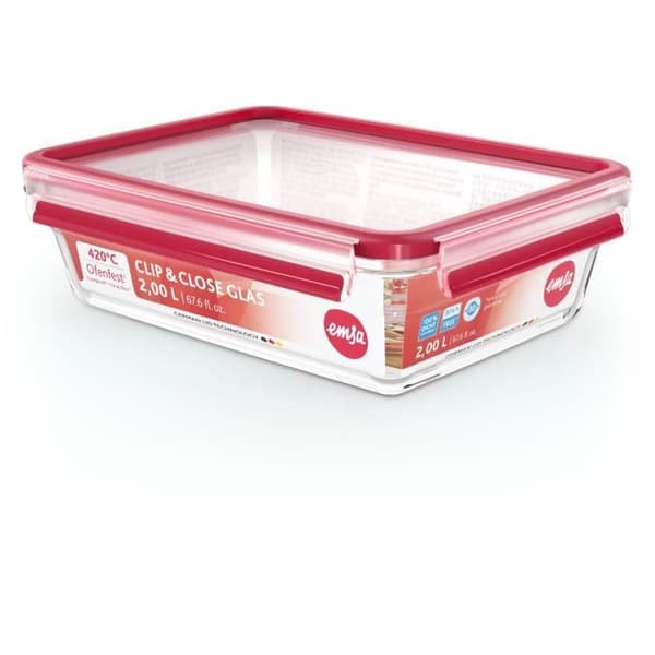 EMSA Clip &amp; Close Box 2L - Rektangulär - Röd