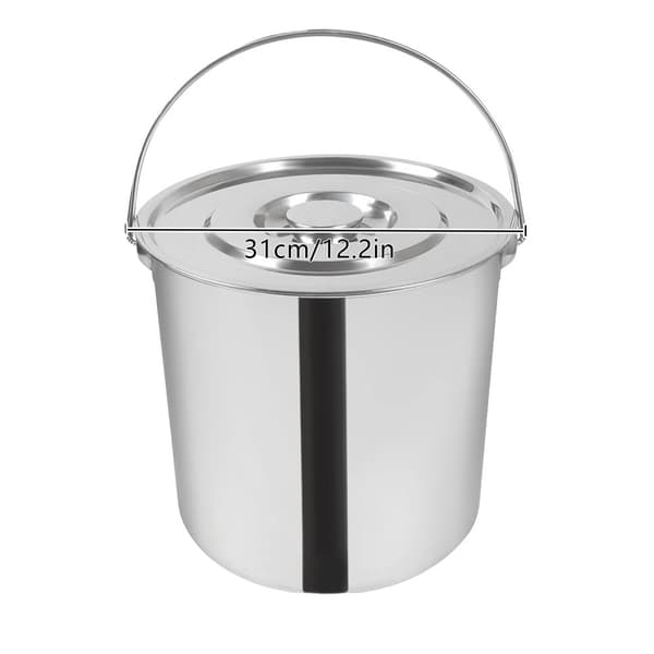 Rostfritt Stål Hink, 20L Kapacitet, Hållbar 1,6mm Tjocklek,Silver