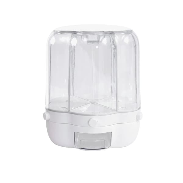 Roterande Torrfoder Dispenser, Sex Fack, Avtagbart Lock,Vit