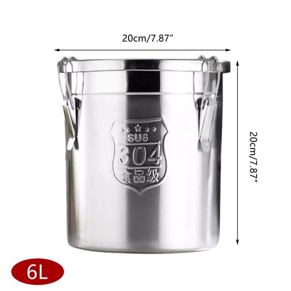 Edelstahl spannmålsbehållare, 6L kapacitet, hink med lock, silver,Silver