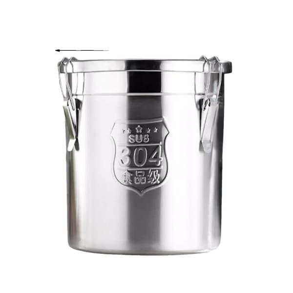 Edelstahl spannmålsbehållare, 6L kapacitet, hink med lock, silver,Silver