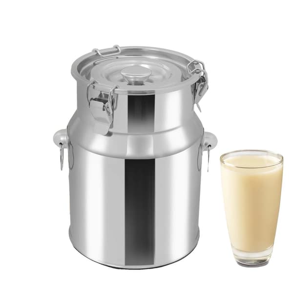 Mjölkkan, 5L kapacitet, hållbar rostfri stål, tät design,Silver