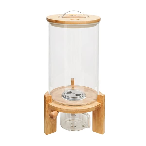 Glasmatförvaringsbehållare, 7,5L kapacitet, design med bambulock,Klar