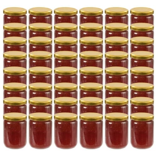 Syltburkar i glas med guldfärgade lock 48 st 230 ml