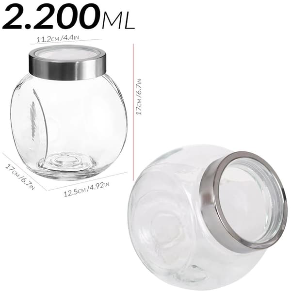 Glas Opbevaringskrukke, 2200ml Kapacitet, Elegant Middelhavsdesign,6 Pins ++++++ Billig, 2200 ml med vindue