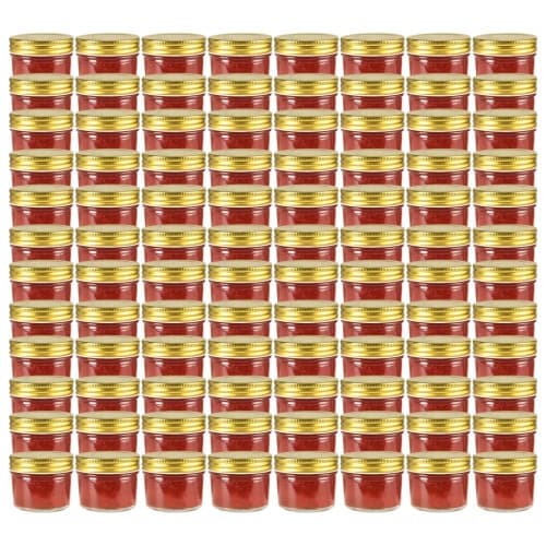 Syltburkar i glas med guldfärgade lock 96 st 110 ml