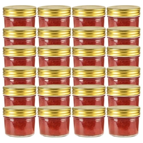 Syltburkar i glas med guldfärgade lock 24 st 110 ml