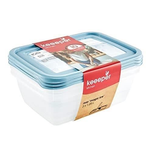 Frysboxar - KEEEPER - Set om 3 - Omskrivbart lock - Nordic Blue - 20,5 x 15,5 x 6,5 cm
