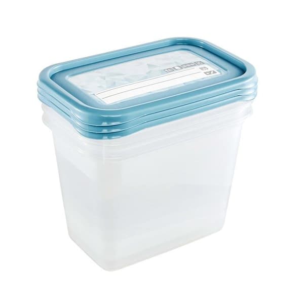 Keeper Set med 3 frysboxar, omskrivbart lock, 3 x 1 l, 15,5 x 10,5 x 11,5 cm, Mia Magic Ice, Nordic Blue