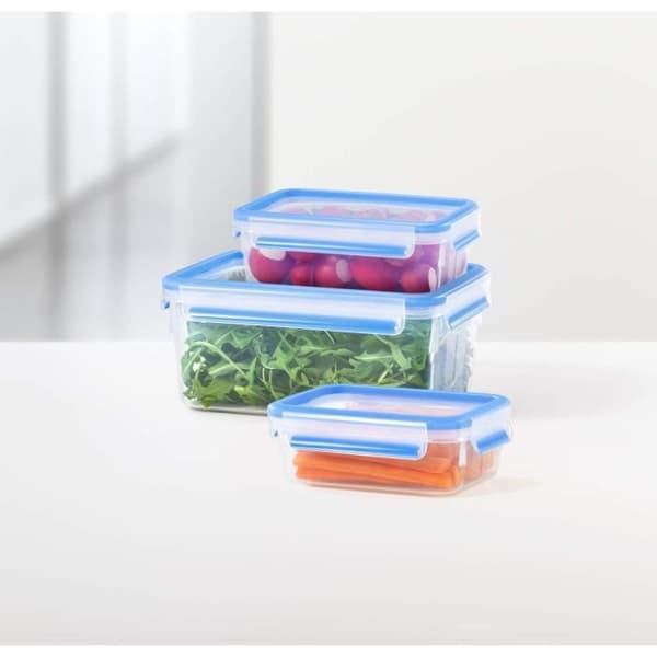 Clip&Close EMSA-lådor - Paket med 5 - Blå 3D - Plast - Kompatibla med diskmaskin, frys, mikrovågsugn