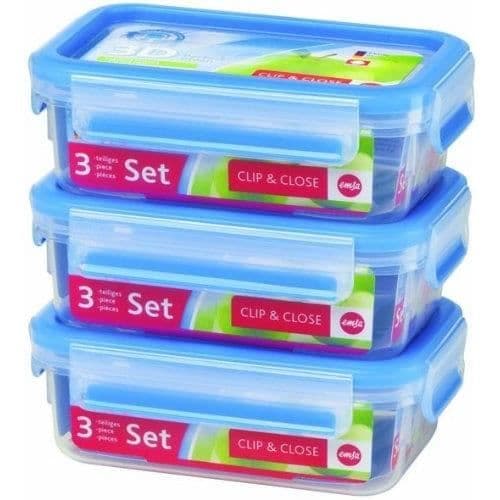 Livsmedelslådor - EMSA - 508570 - Set om 3 - 0,55 L - Täta - Stapelbara