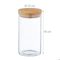 Miniatyrbild 4 av 6: Relaxdays Set med 3 burkar, glas, lock av bambu, rund förvaringsburk, 1000 ml, hermetisk, transparent/natur