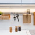Miniatyrbild 2 av 6: Relaxdays Set med 3 burkar, glas, lock av bambu, rund förvaringsburk, 1000 ml, hermetisk, transparent/natur