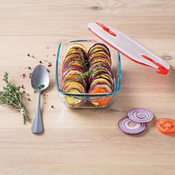Rektangulär låda med lock - PYREX - 1451023 - 17 x 10 cm - 400 ml - Cook & Heat - Bas i borosilikatglas