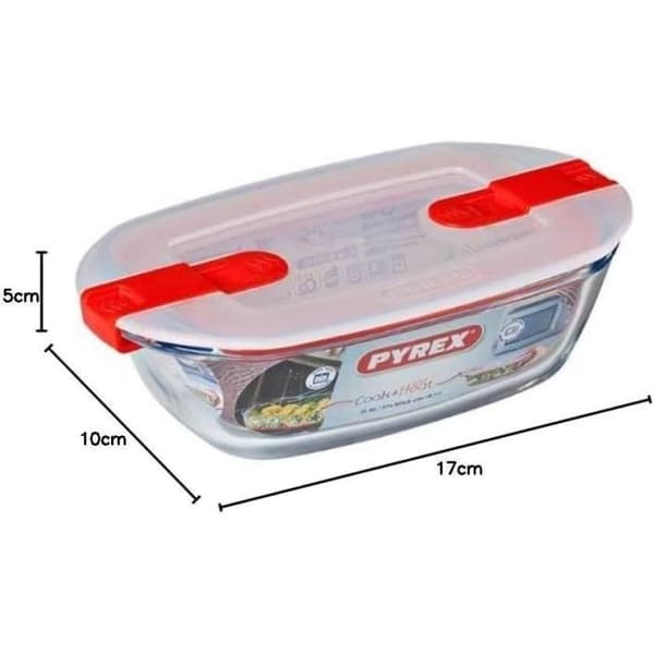 Rektangulär låda med lock - PYREX - 1451023 - 17 x 10 cm - 400 ml - Cook & Heat - Bas i borosilikatglas