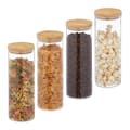 Miniatyrbild 1 av 6: Relaxdays Set med 4 glasburkar med bambu-lock, förvaringsburk, 1600 ml, hermetisk, transparent/naturlig