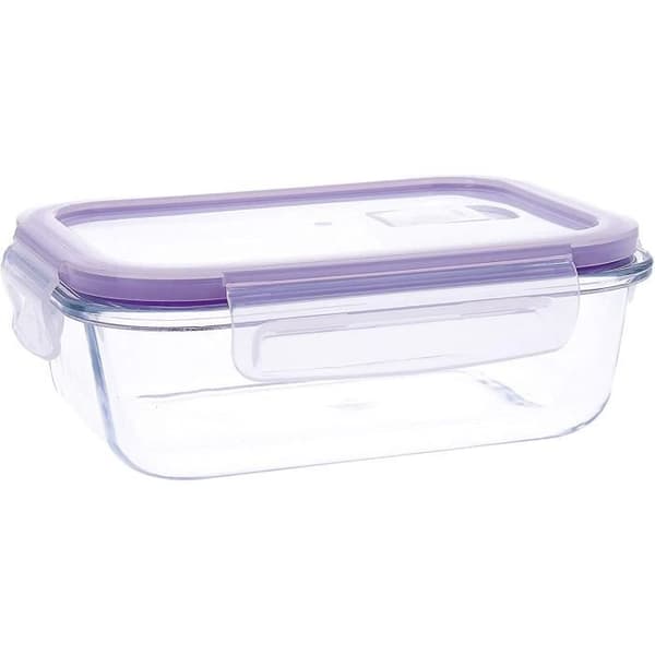 Quid Frost Set med 3 lufttäta behållare med lock, rektangulär, med mikrovågsventil, BPA-fri, glas - Frost
