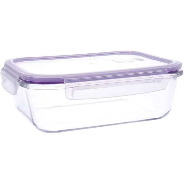 Quid Frost Set med 3 lufttäta behållare med lock, rektangulär, med mikrovågsventil, BPA-fri, glas - Frost